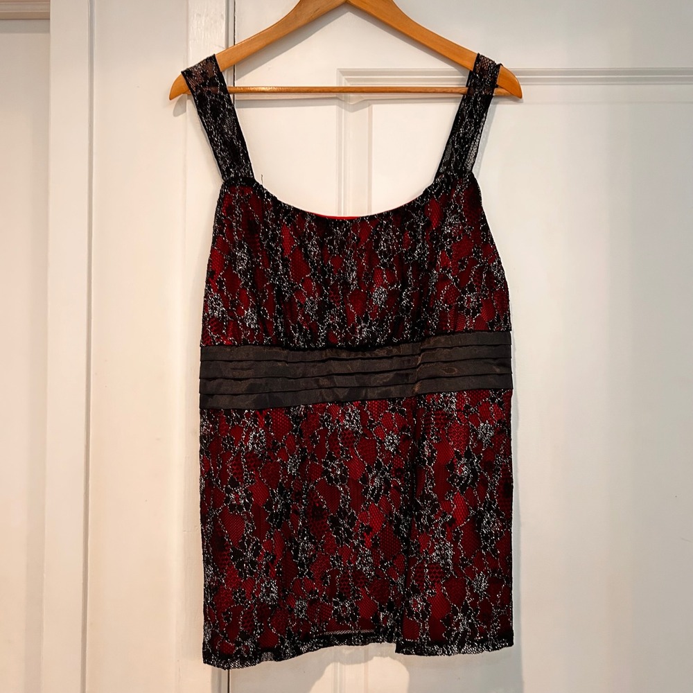 Studio1940 Y2K Babydoll Metallic Lace Whimsigoth Top Womens 18 20 Fairy Grunge